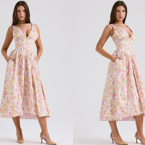 House of CB 'Emmelina' Pink Meadow Pink Cotton Corset Sundress NWOT - Picture 4 of 8